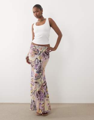 ASOS DESIGN co-ord printed mesh maxi skirt in fruit print