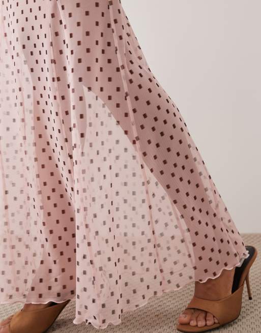 ASOS DESIGN co-ord printed mesh maxi skirt in geometric print, 3 of 5
