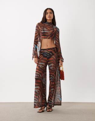Asos Design Co-ord Printed Mesh Trouser With Bandana In Multi