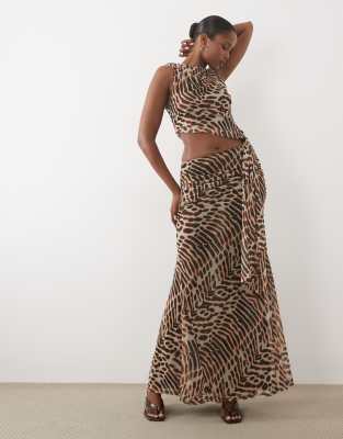 ASOS DESIGN co-ord printed stretch chiffon maxi skirt in animal
