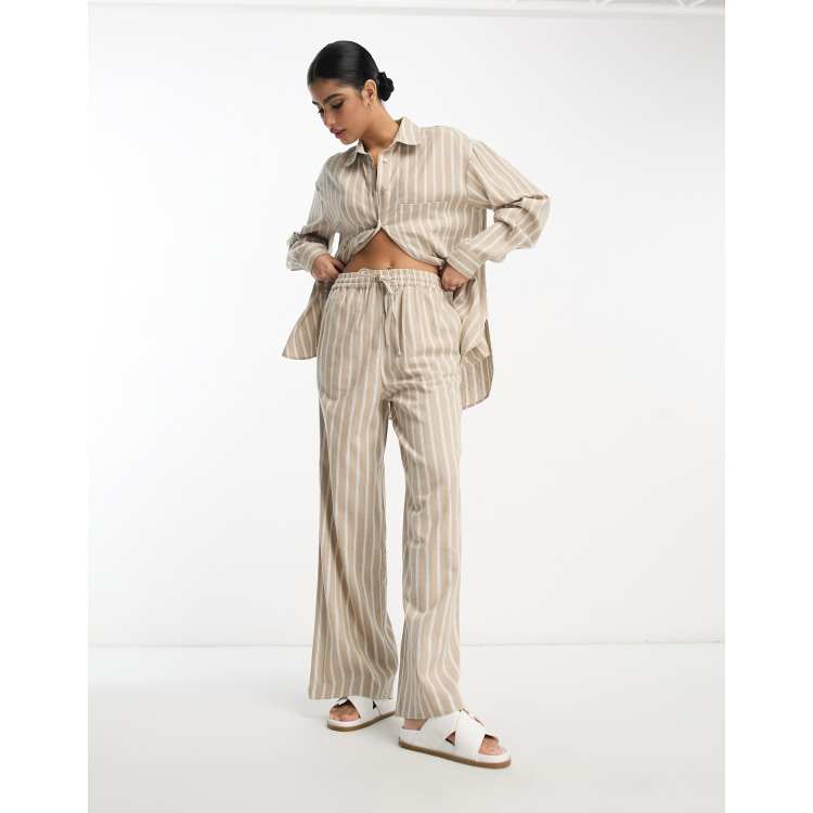 ASOS DESIGN co-ord pull on trouser with linen in mixed stripe