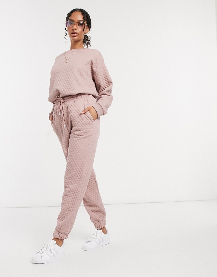 ASOS DESIGN co-ord quilted sweatpants in dusty blush-Pink