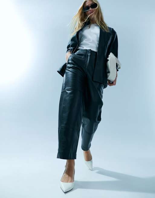 Black Leather Barrel Trouser, WHISTLES