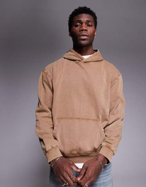 ASOS DESIGN co-ord relaxed hoodie in washed brown - view 1