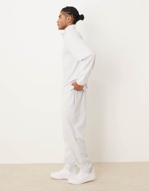 ASOS DESIGN co-ord relaxed scuba-style fabric tapered jogger with pin tuck in grey, 2 of 5