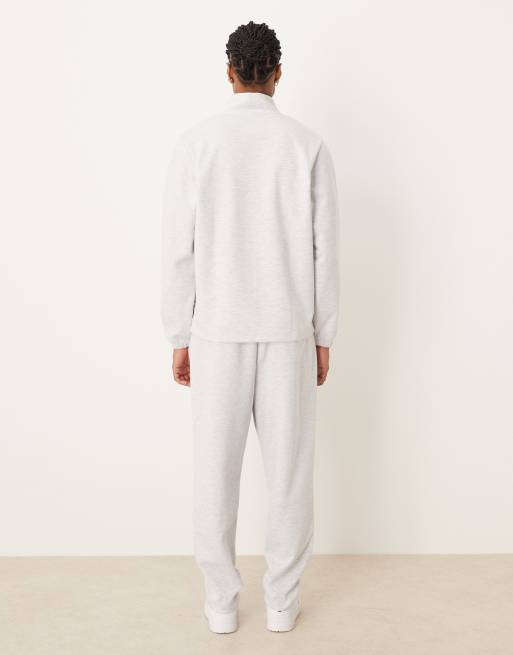ASOS DESIGN co-ord relaxed scuba-style fabric tapered jogger with pin tuck in grey, 3 of 5