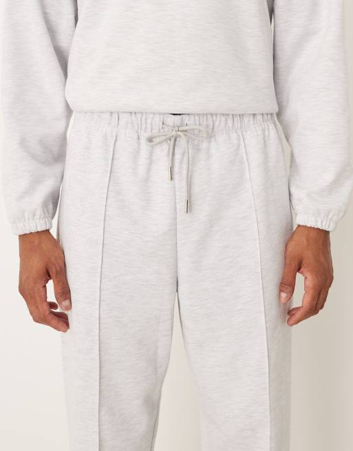 ASOS DESIGN co-ord relaxed scuba-style fabric tapered jogger with pin tuck in grey, 4 of 5