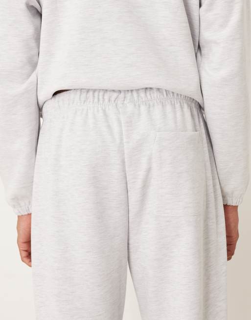 ASOS DESIGN co-ord relaxed scuba-style fabric tapered jogger with pin tuck in grey, 5 of 5