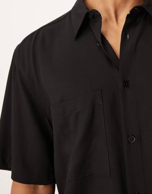 ASOS DESIGN co-ord relaxed shirt in black, 5 of 5