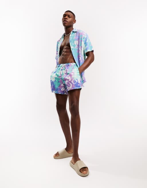 ASOS DESIGN co-ord relaxed shirt in blue vintage inspired print