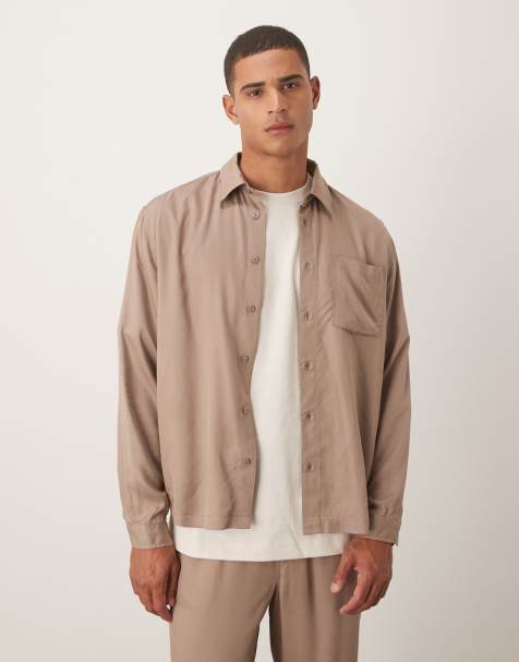 ASOS DESIGN co-ord relaxed shirt in brown - view 1