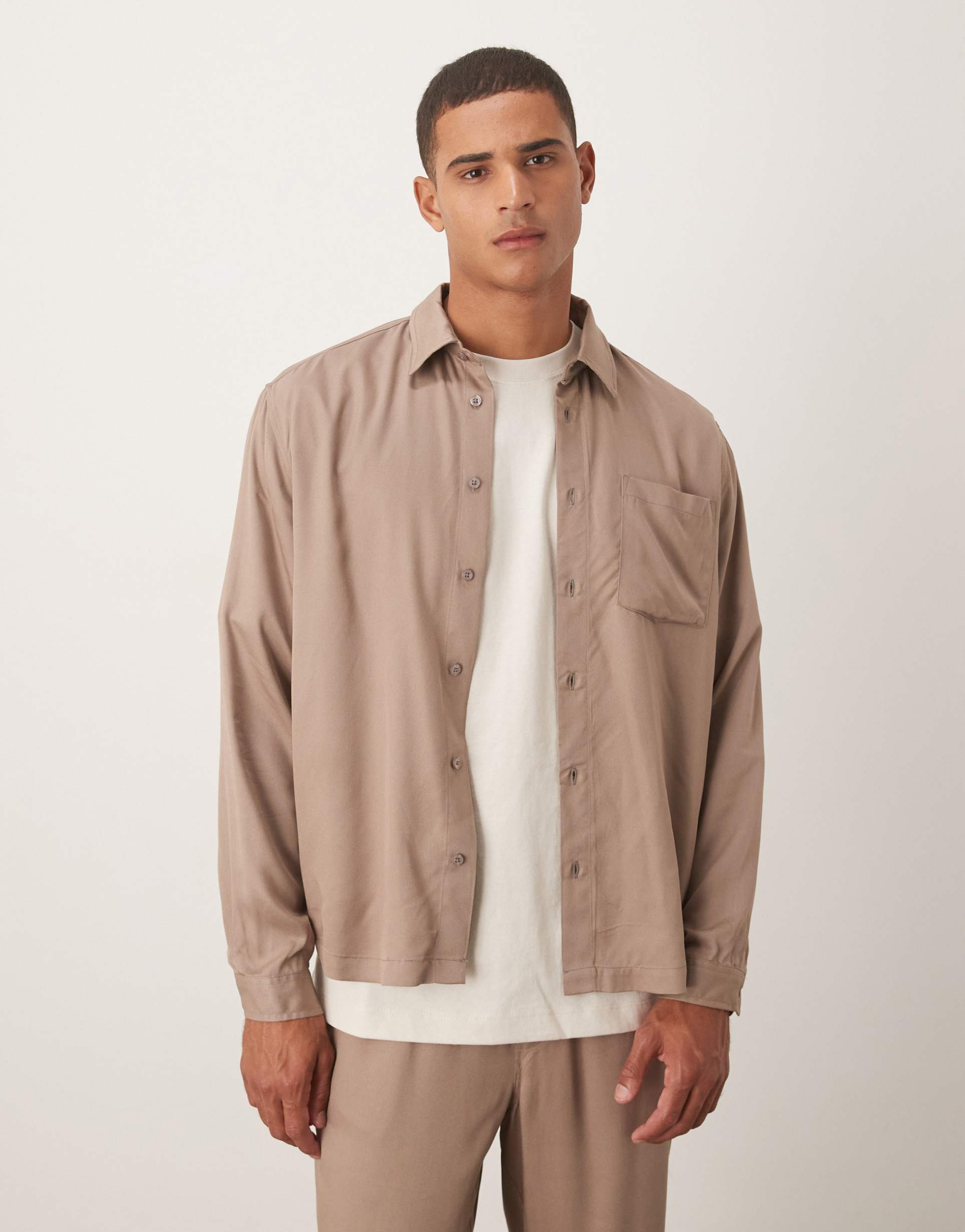 ASOS DESIGN co-ord relaxed shirt in brown