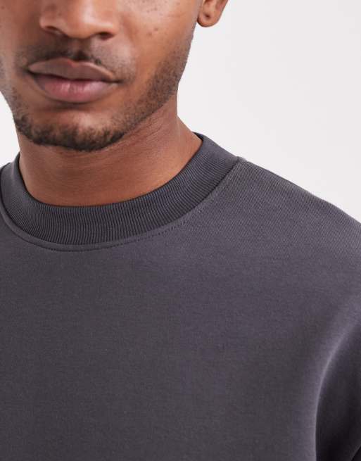 ASOS DESIGN co-ord relaxed short sleeve sweatshirt in charcoal, 5 of 5