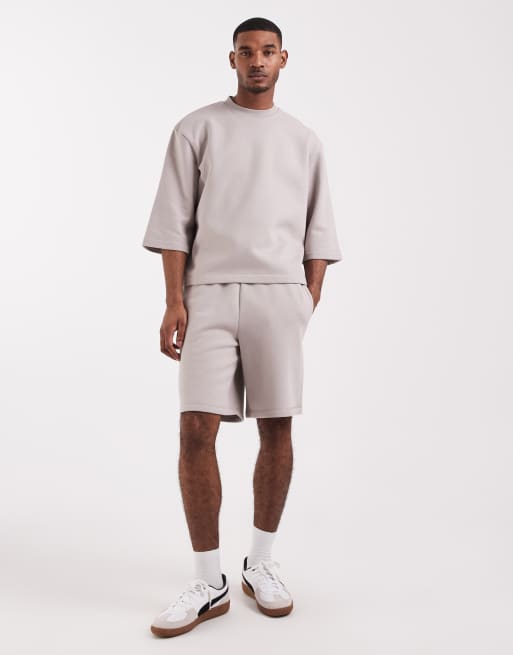 ASOS DESIGN co-ord relaxed short sleeve sweatshirt in grey, 2 of 5