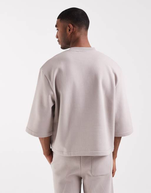 ASOS DESIGN co-ord relaxed short sleeve sweatshirt in grey, 5 of 5