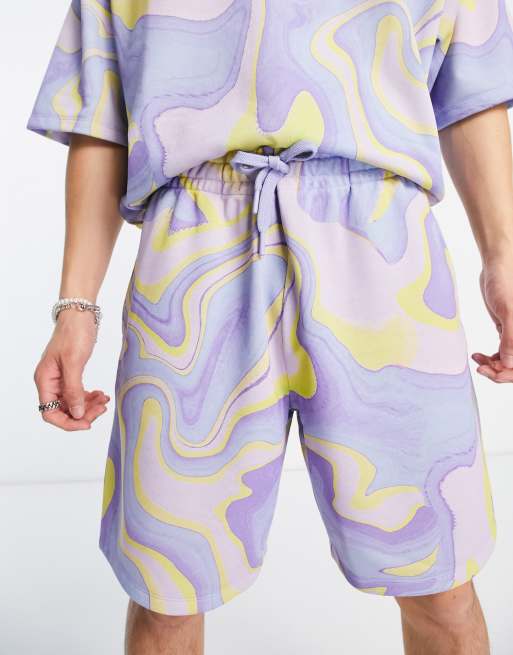 ASOS DESIGN co-ord relaxed shorts with all over swirl print, 4 of 4