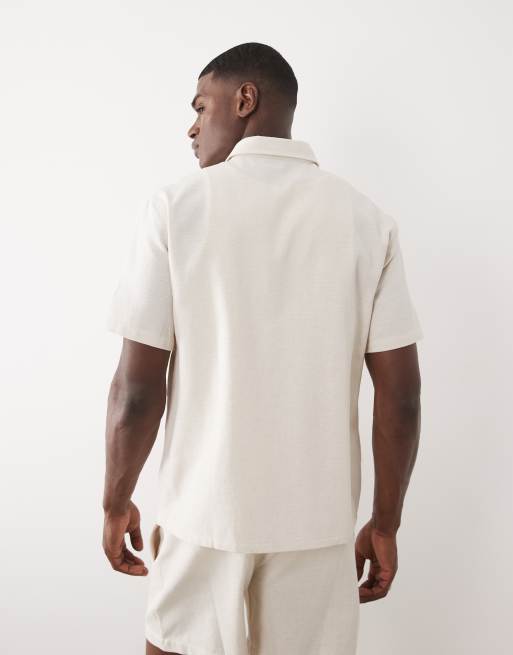ASOS DESIGN co-ord relaxed textured shirt with pocket detail in cream, 5 of 5