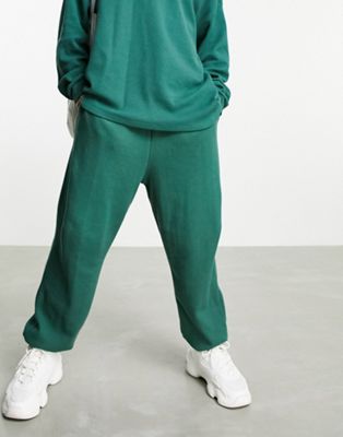 ASOS DESIGN co-ord relaxed waffle joggers in deep green