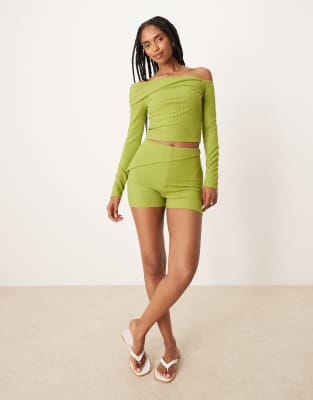 ASOS DESIGN co-ord rib in green - MULTI - view 1