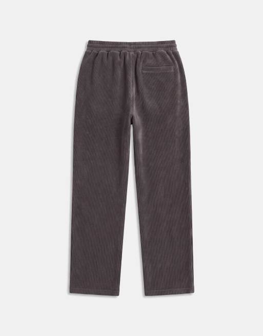 ASOS DESIGN co-ord ribbed texture wide leg jogger in charcoal, 7 of 9