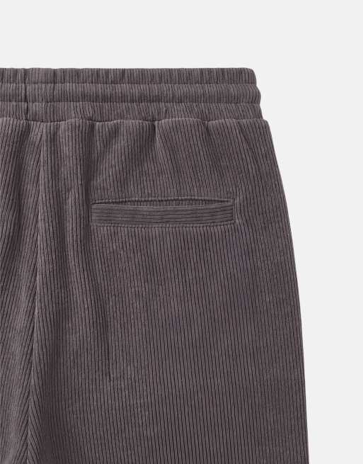 ASOS DESIGN co-ord ribbed texture wide leg jogger in charcoal, 9 of 9