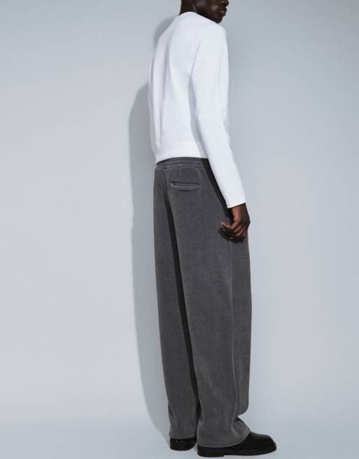 ASOS DESIGN co-ord ribstrikket wide leg-joggingbukser i charcoal, 3 af 9