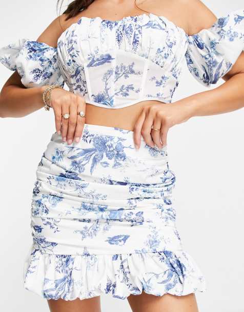 ASOS DESIGN co-ord ruched mini skirt in floral print