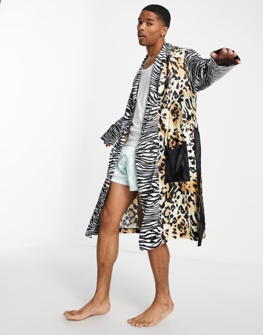 Leopard print outlet satin dressing gown