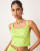 ASOS DESIGN co-ord satin wide square neck cami top in lime green - view 1