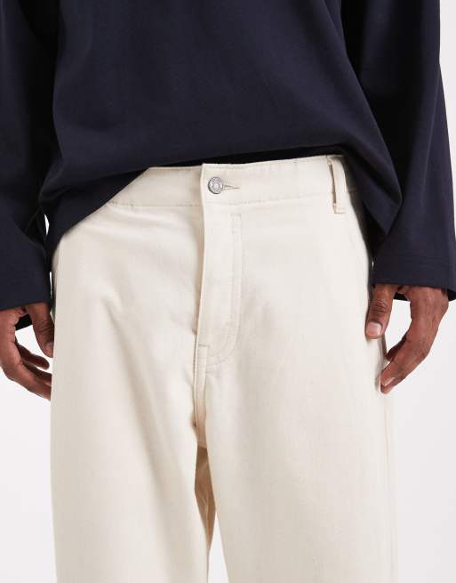ASOS DESIGN Co-ord schwere extrem weite Jeans in Ecru mit Falten, 5 von 5