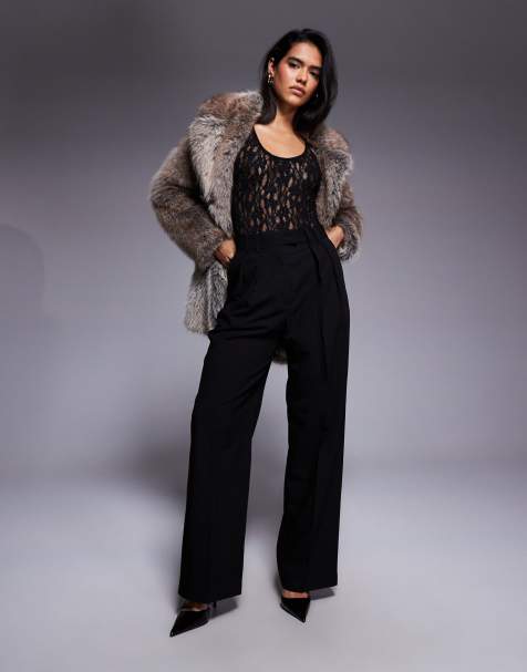 ASOS DESIGN co-ord scoop sheer lace bodysuit in black - view 1