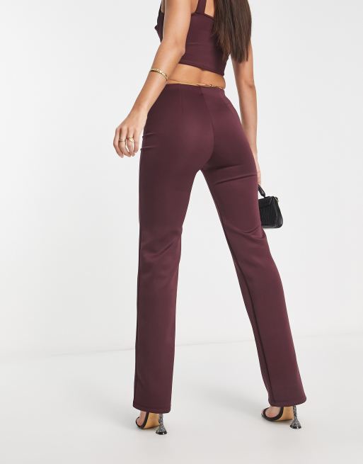 Burgundy Straight Leg Trousers - THE HOUR