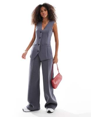 ASOS DESIGN co-ord scuba trouser and waistcoat in grey - GREY - view 1