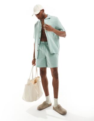 ASOS DESIGN ASOS DESIGN Co-ord seersucker short in blue-Green