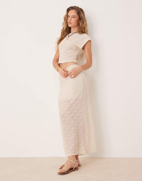 ASOS DESIGN co-ord semi sheer in beige - BEIGE - view 1