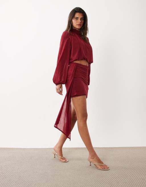 ASOS DESIGN - Vinrødt halvgennemsigtigt sæt, 3 af 3
