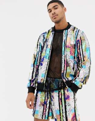 asos sequin bomber jacket