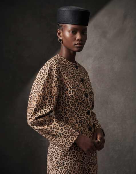ASOS DESIGN - Co-ord set met cropped getailleerde blazer in luipaardprint - view 1