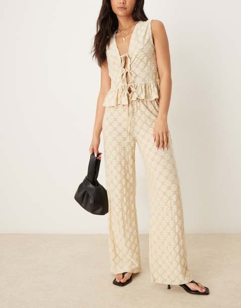 ASOS DESIGN - Co-ord set met gebloemd kant in zwart - view 1