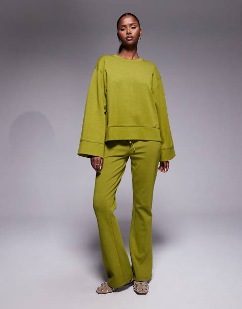 ASOS DESIGN - Co-ord set met interlocknaden in olijfgroen - view 1