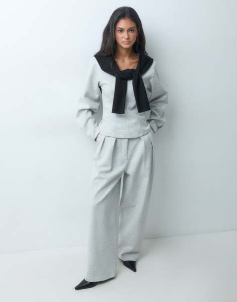 ASOS DESIGN - Co-ord set met joggingbroek in elegante stijl in gemêleerd grijs - view 1