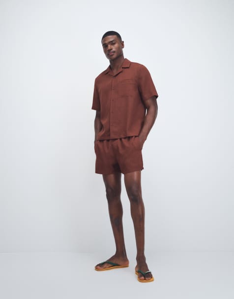ASOS DESIGN - Co-ord set met linnenlook in bruin - view 1