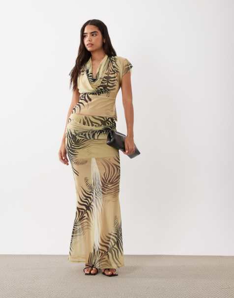 ASOS DESIGN - Co-ord set met maxi rok van mesh met zebraprint - view 1