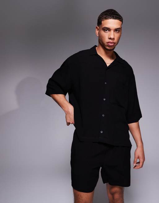 ASOS DESIGN - Co-ord set met plissé in zwart