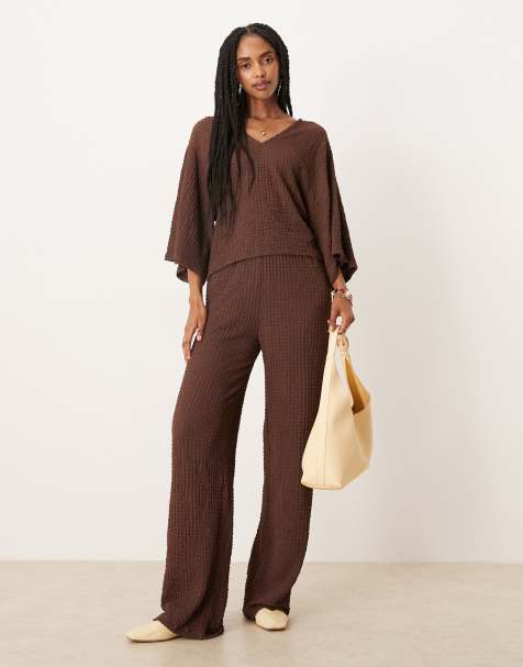 ASOS DESIGN - Co-ord set met textuur in chocoladebruin - view 1