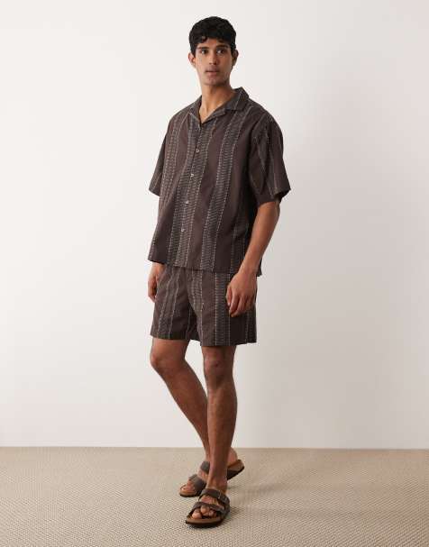 ASOS DESIGN - Co-ord set met textuur in donkerbruin - view 1