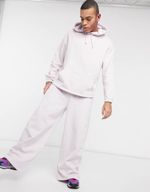 ASOS DESIGN - Co-ord set - Oversized joggingbroek met wijde pijpen in lila