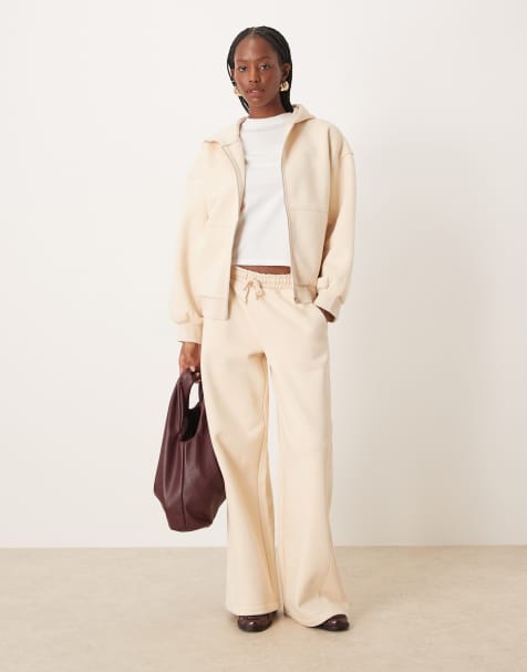 ASOS DESIGN - Co-ord set set van premium zware stof in crème - view 1