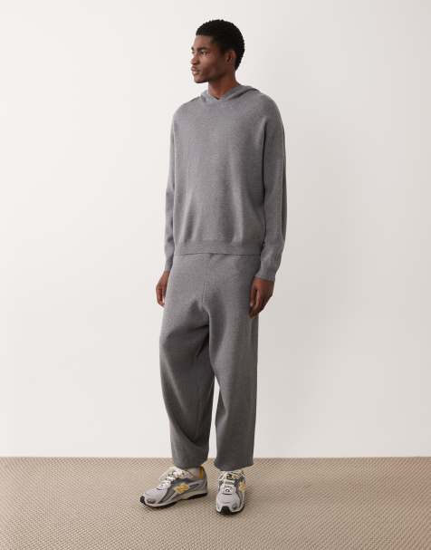 ASOS DESIGN - Co-ord set van oversized gebreide hoodie en joggingbroek in grijs - view 1