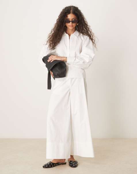 ASOS DESIGN - Co-ord set van ruimvallend overhemd en broek in wit - view 1